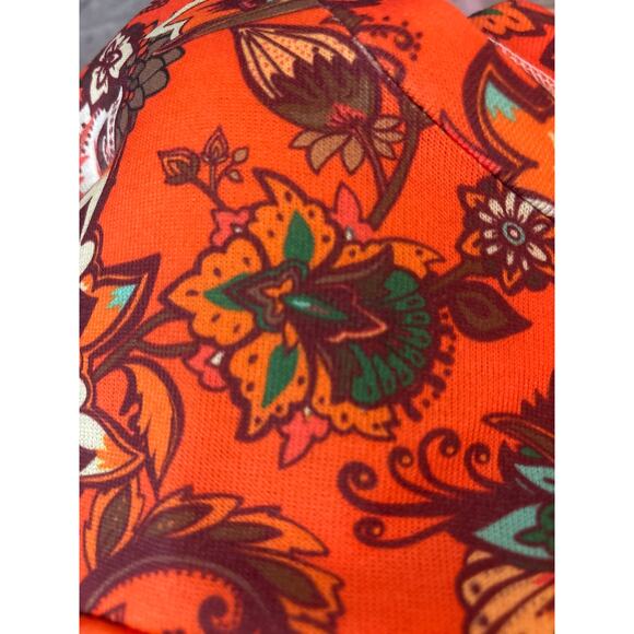 Izuria Bright Tunic Top Orange Paisley Floral Light Knit XL Boho  Eye-catching - Picture 4 of 10